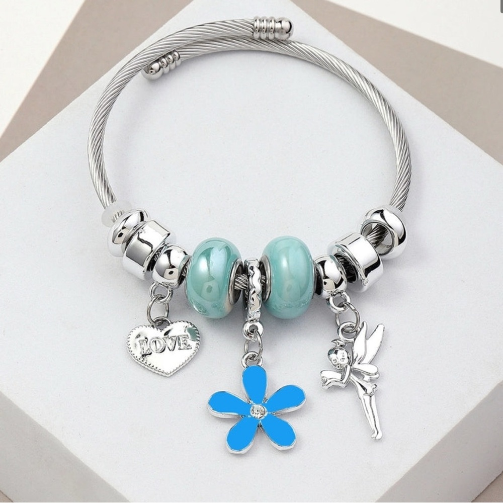 Silver and Blue Charm Bracelet